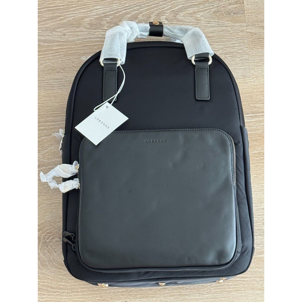 Lo & Sons Rowledge 2 Nylon Backpack – Black / Gold / Camel – New 🎒✨